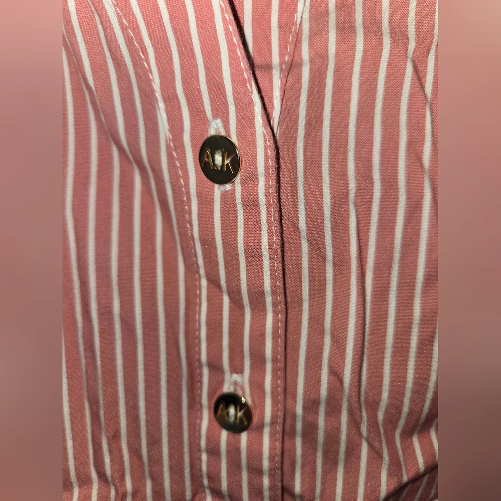 NWOT Women's Anne Klein Pink White Striped Button Up Size Small - Picture 6 of 13